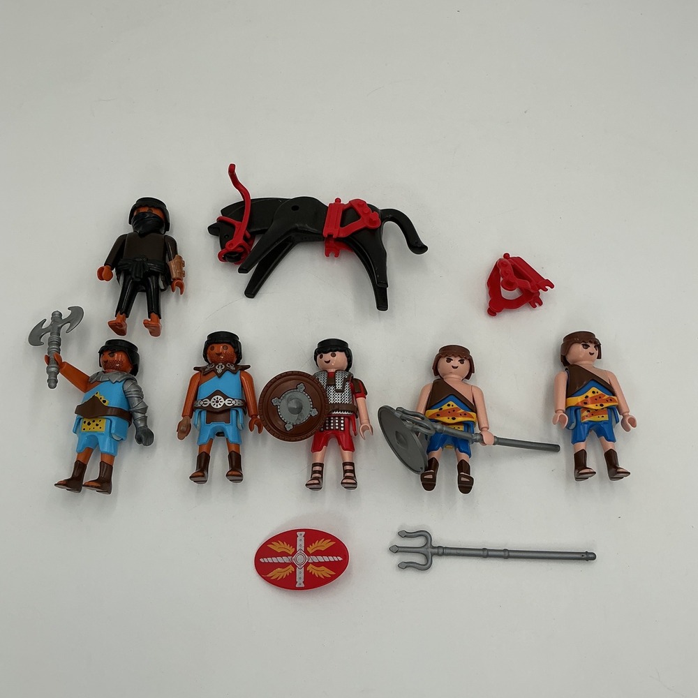 Playmobil Roman Gladiator Figures Lot with Horse and Accessories 6 Figures